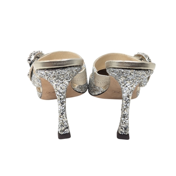 NEW Jimmy Choo Marta 100 Silver Crystal Coarse Glitter Mule Heel Size EU 40 - Picture 9 of 12